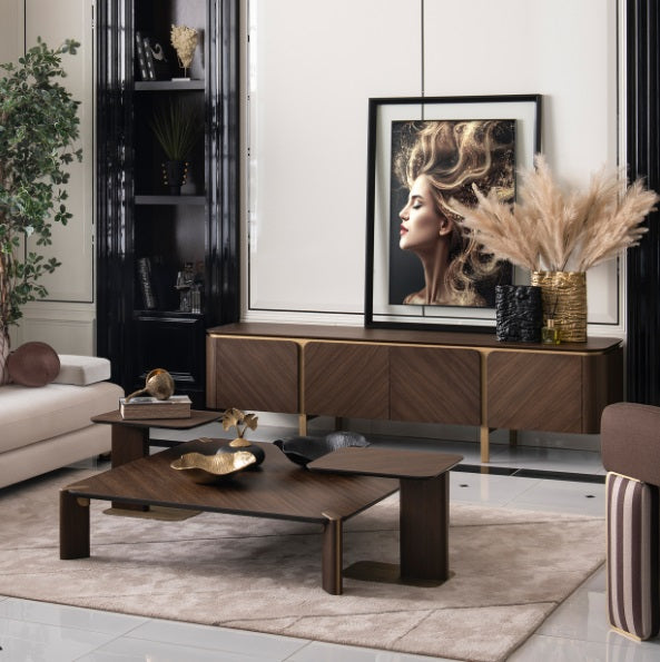 AICO Furniture Amora Cocktail Table in Eggshell Walnut - Visions in Furniture (La Mirada, CA)