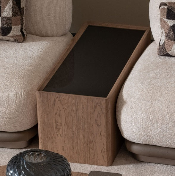 AICO Furniture Bristol Point Sectional Table in Saddle Brown - Visions in Furniture (La Mirada, CA)