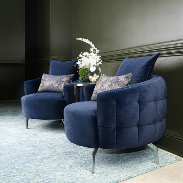 AICO Furniture Celine Chair in Indigo/Silver - Visions in Furniture (La Mirada, CA)