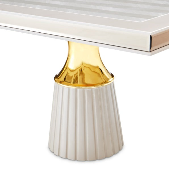 AICO Furniture Carmela Rectangular Dining Table in Shimmer Ivory - Visions in Furniture (La Mirada, CA)
