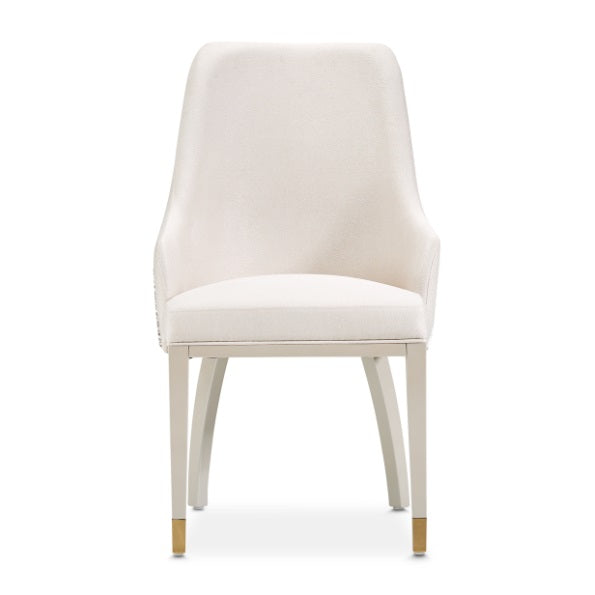 AICO Furniture Carmela Dining Arm Chair (Set of 2) in Shimmer Ivory - Visions in Furniture (La Mirada, CA)