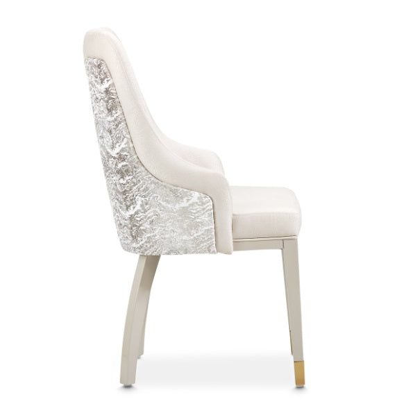 AICO Furniture Carmela Dining Arm Chair (Set of 2) in Shimmer Ivory - Visions in Furniture (La Mirada, CA)