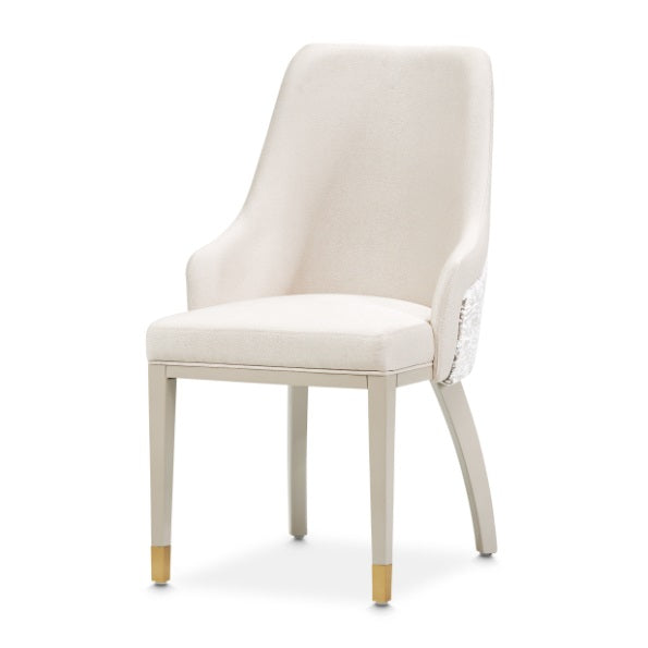 AICO Furniture Carmela Dining Arm Chair (Set of 2) in Shimmer Ivory - Visions in Furniture (La Mirada, CA)