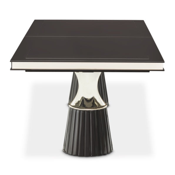 AICO Furniture Carmela Pedestal Dining Table in Glossy Charcoal Sand - Visions in Furniture (La Mirada, CA)