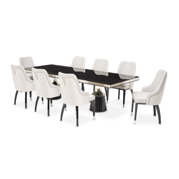 AICO Furniture Carmela Dining Arm Chair (Set of 2) in Glossy Charcoal Sand - Visions in Furniture (La Mirada, CA)