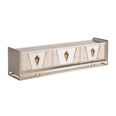 AICO Carmela Media Cabinet in Shimmer Ivory - Visions in Furniture (La Mirada, CA)