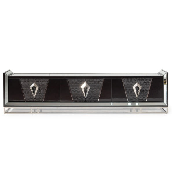 AICO Furniture Carmela Media Cabinet in Glossy Charcoal Sand - Visions in Furniture (La Mirada, CA)