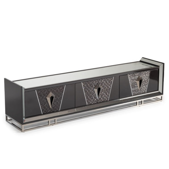 AICO Furniture Carmela Media Cabinet in Glossy Charcoal Sand - Visions in Furniture (La Mirada, CA)