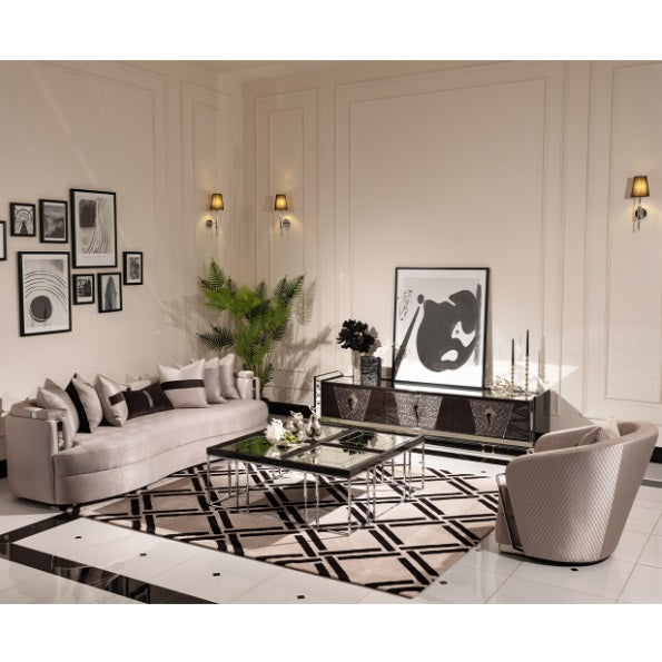 AICO Furniture Carmela Media Cabinet in Glossy Charcoal Sand - Visions in Furniture (La Mirada, CA)