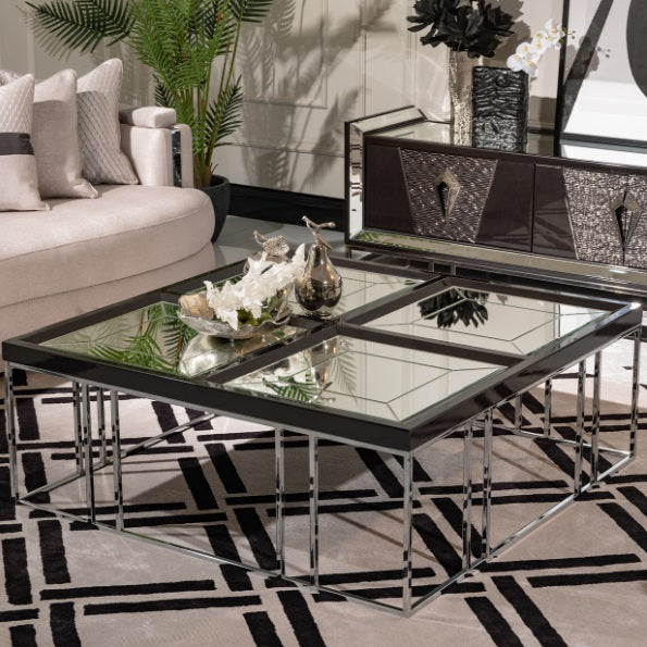 AICO Furniture Carmela Cocktail Table in Glossy Charcoal Sand - Visions in Furniture (La Mirada, CA)