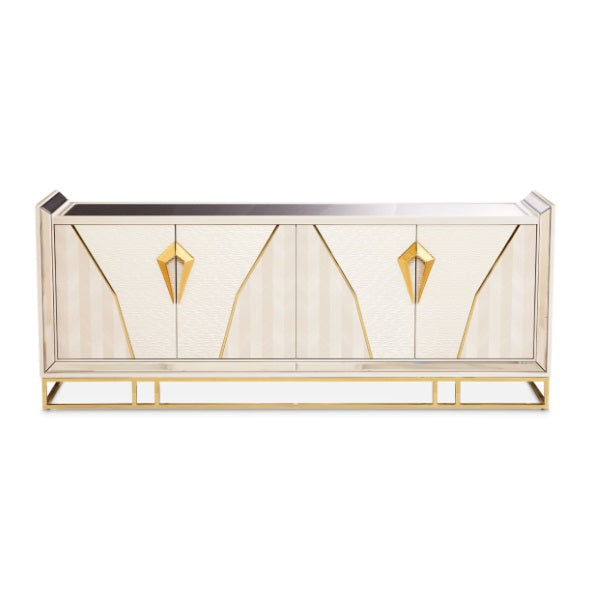 AICO Furniture Carmela Console Table in Shimmer Ivory - Visions in Furniture (La Mirada, CA)