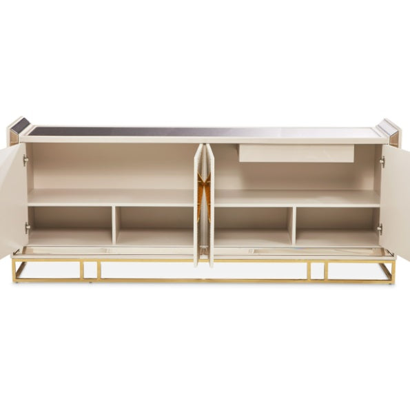 AICO Furniture Carmela Console Table in Shimmer Ivory - Visions in Furniture (La Mirada, CA)
