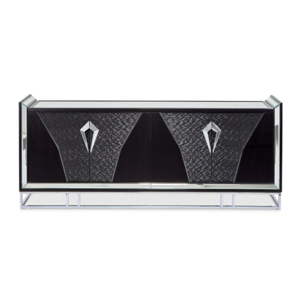 AICO Furniture Carmela Console Table in Glossy Charcoal Sand - Visions in Furniture (La Mirada, CA)
