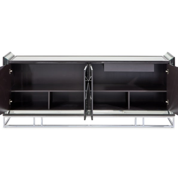 AICO Furniture Carmela Console Table in Glossy Charcoal Sand - Visions in Furniture (La Mirada, CA)