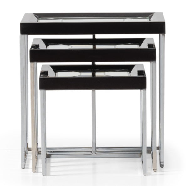 AICO Furniture Carmela Nesting Tables in Glossy Charcoal Sand - Visions in Furniture (La Mirada, CA)
