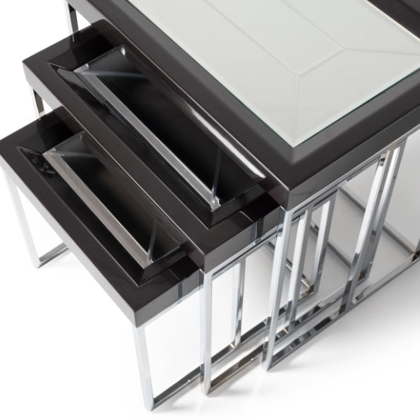 AICO Furniture Carmela Nesting Tables in Glossy Charcoal Sand - Visions in Furniture (La Mirada, CA)