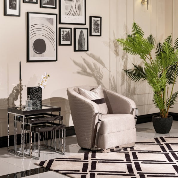 AICO Furniture Carmela Nesting Tables in Glossy Charcoal Sand - Visions in Furniture (La Mirada, CA)