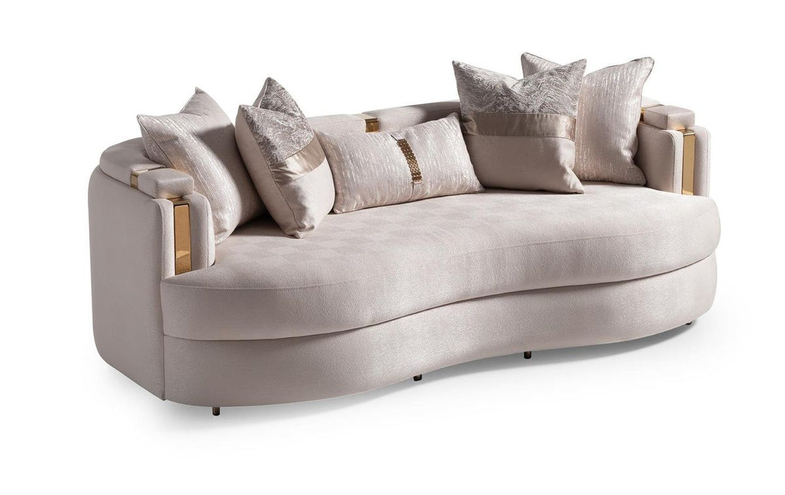 AICO Carmela Sofa Almond in Shimmer Ivory - Visions in Furniture (La Mirada, CA)