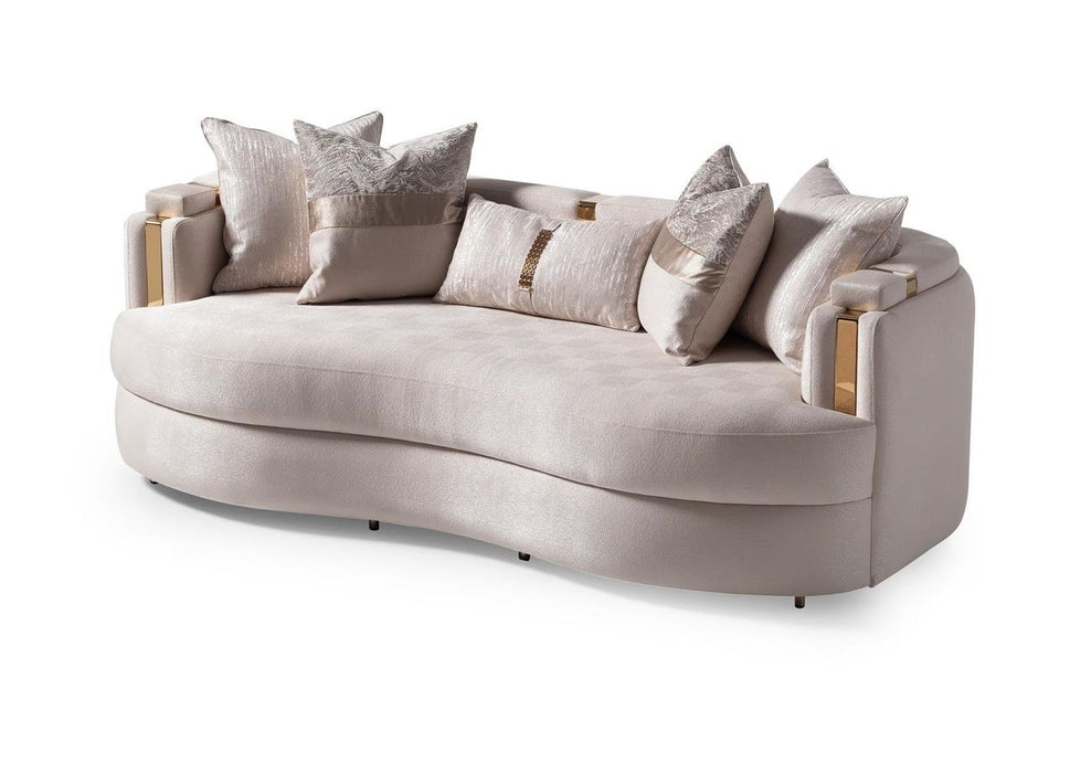 AICO Carmela Sofa Almond in Shimmer Ivory - Visions in Furniture (La Mirada, CA)