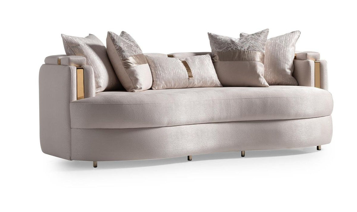 AICO Carmela Sofa Almond in Shimmer Ivory - Visions in Furniture (La Mirada, CA)