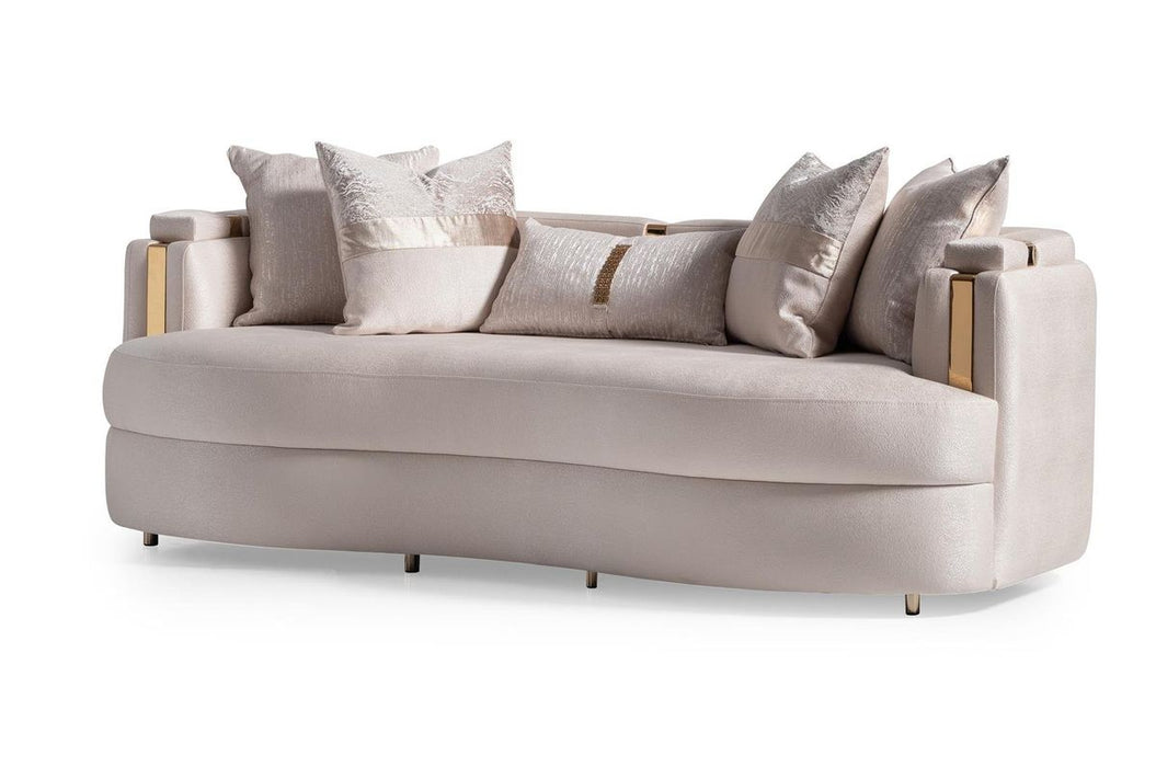 AICO Carmela Sofa Almond in Shimmer Ivory - Visions in Furniture (La Mirada, CA)
