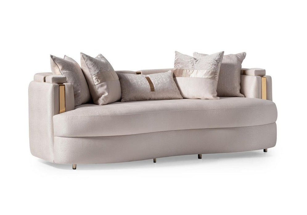 AICO Carmela Sofa Almond in Shimmer Ivory - Visions in Furniture (La Mirada, CA)