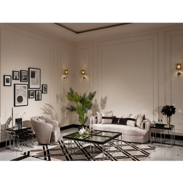AICO Furniture Carmela Mansion Sofa Zinc in Silver - Visions in Furniture (La Mirada, CA)
