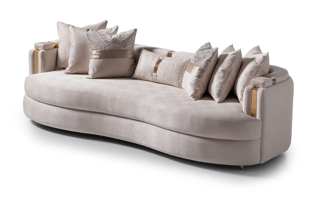 AICO Carmela Mansion Sofa in Shimmer Ivory - Visions in Furniture (La Mirada, CA)