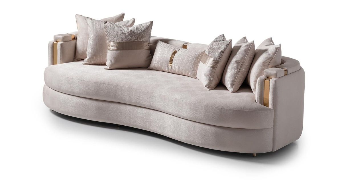 AICO Carmela Mansion Sofa in Shimmer Ivory - Visions in Furniture (La Mirada, CA)