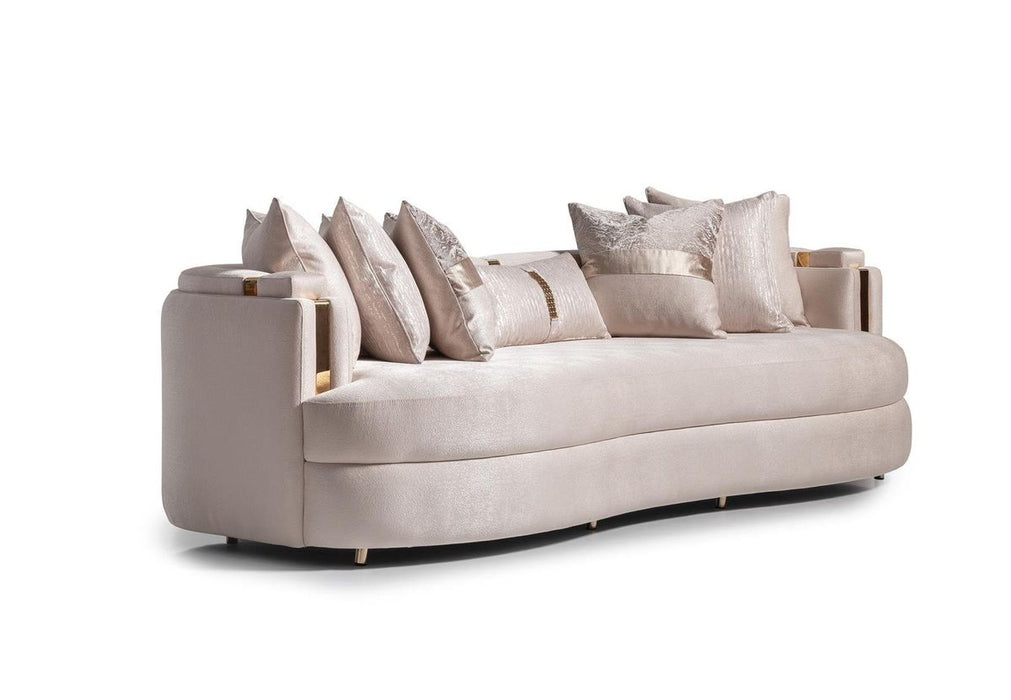 AICO Carmela Mansion Sofa in Shimmer Ivory - Visions in Furniture (La Mirada, CA)
