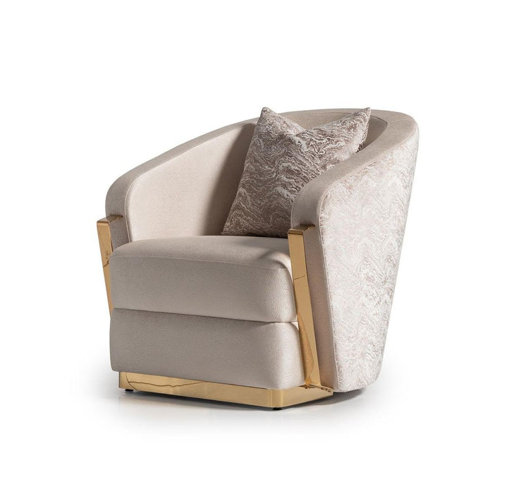 AICO Carmela Accent Chair in Shimmer Ivory - Visions in Furniture (La Mirada, CA)