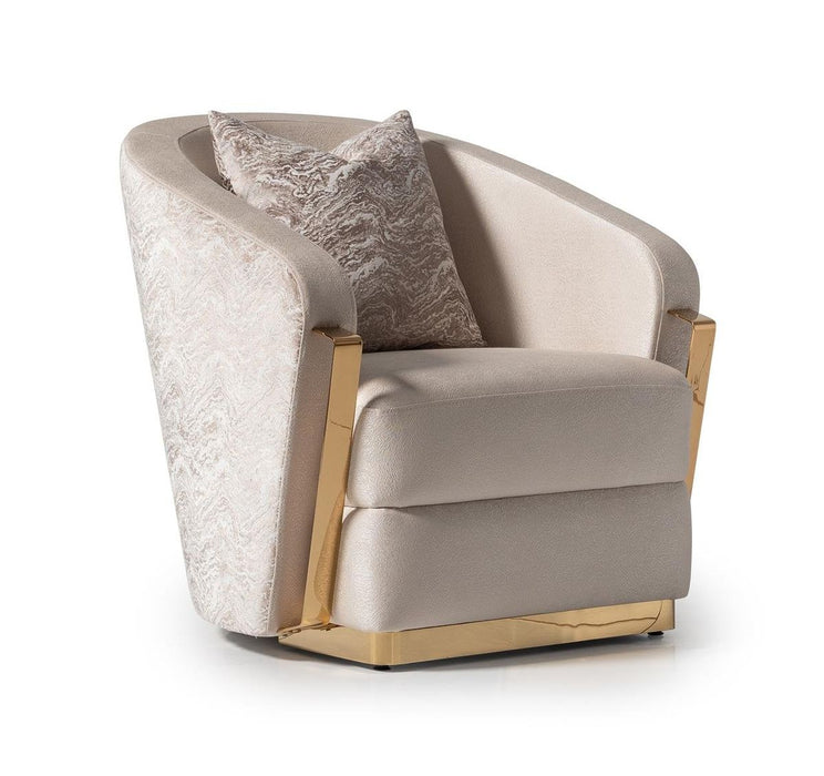 AICO Carmela Accent Chair in Shimmer Ivory - Visions in Furniture (La Mirada, CA)