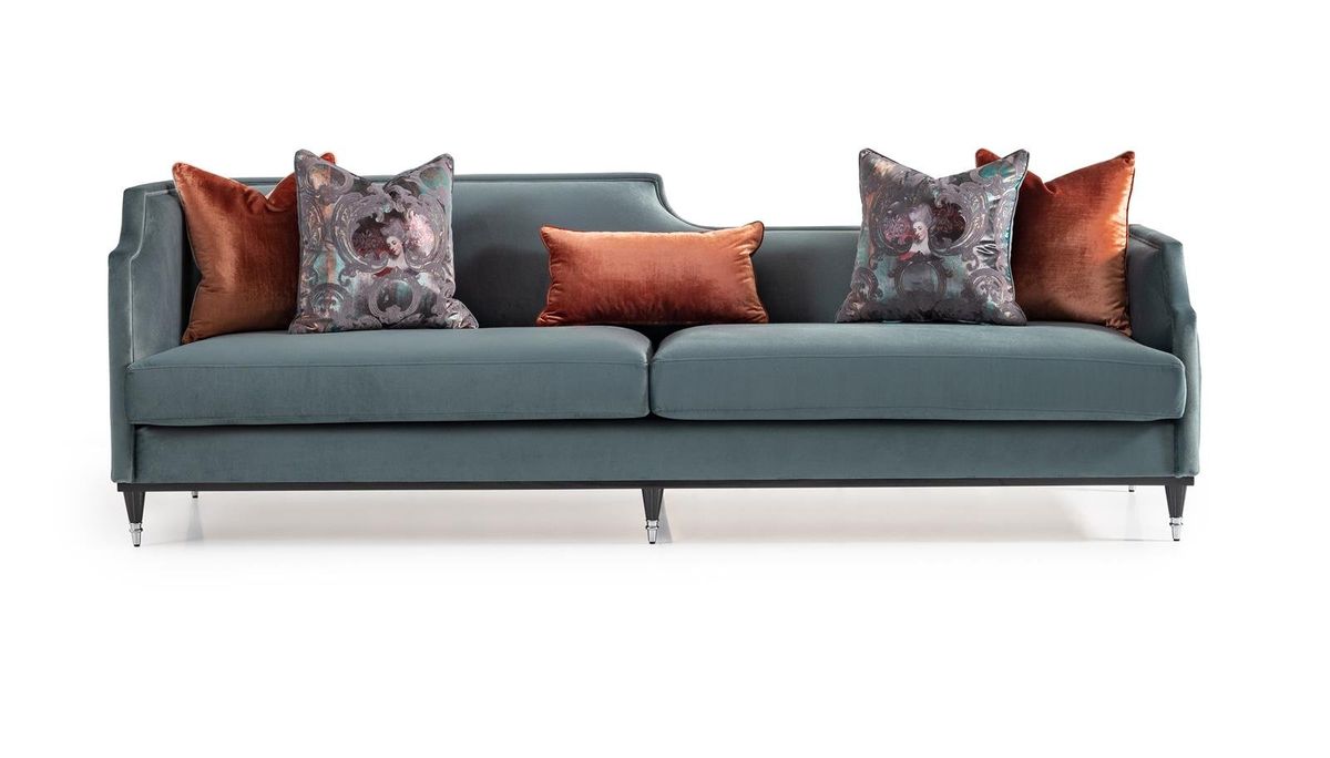 AICO La Francaise Mansion Sofa in Azure/Black - Visions in Furniture (La Mirada, CA)