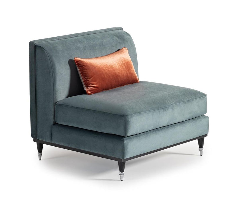 AICO La Francaise Armless Chair in Azure/Black - Visions in Furniture (La Mirada, CA)