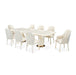 AICO Furniture Lisbon Double Pedestal Dining Table in Silken Matte Cream - Visions in Furniture (La Mirada, CA)