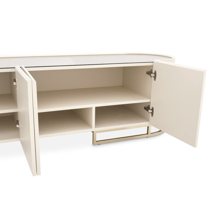 AICO Lisbon Media Cabinet in Silken Matte Cream - Visions in Furniture (La Mirada, CA)