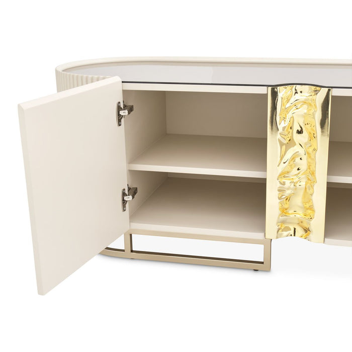 AICO Lisbon Media Cabinet in Silken Matte Cream - Visions in Furniture (La Mirada, CA)