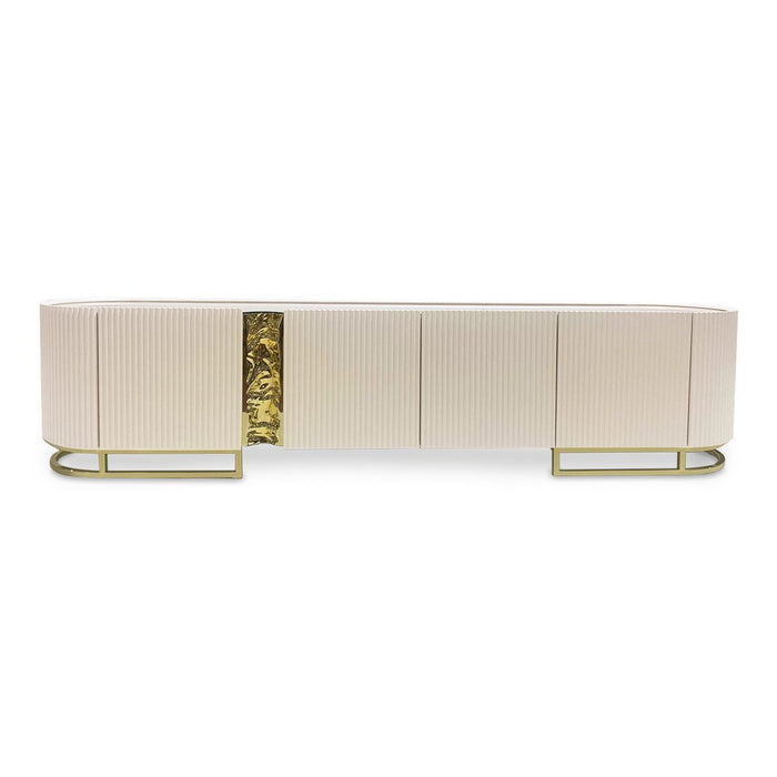 AICO Lisbon Media Cabinet in Silken Matte Cream - Visions in Furniture (La Mirada, CA)