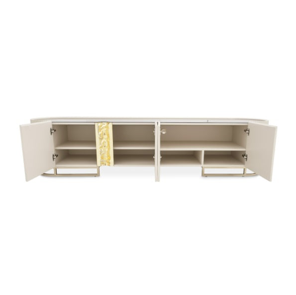 AICO Furniture Lisbon Media Cabinet in Silken Cream Bronze - Visions in Furniture (La Mirada, CA)