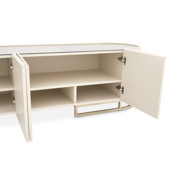 AICO Furniture Lisbon Media Cabinet in Silken Cream Bronze - Visions in Furniture (La Mirada, CA)