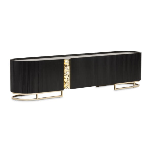 AICO Furniture Lisbon Media Cabinet in Silken Matte Black - Visions in Furniture (La Mirada, CA)