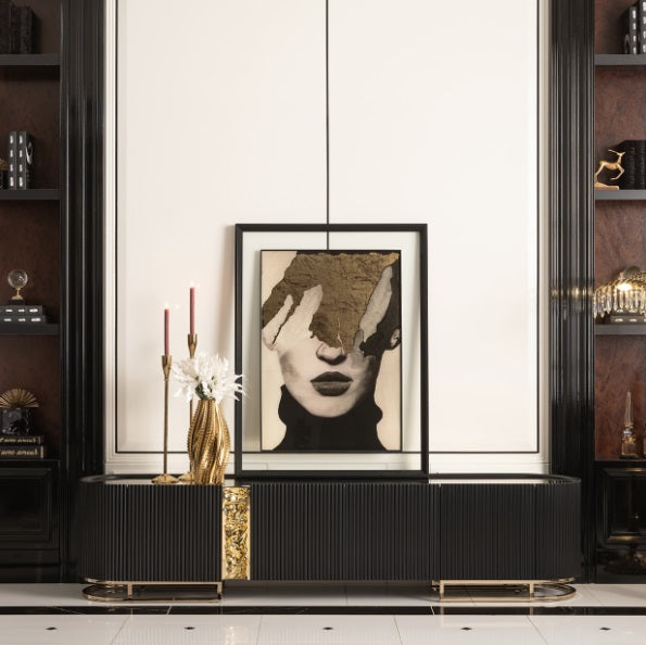 AICO Furniture Lisbon Media Cabinet in Silken Matte Black - Visions in Furniture (La Mirada, CA)
