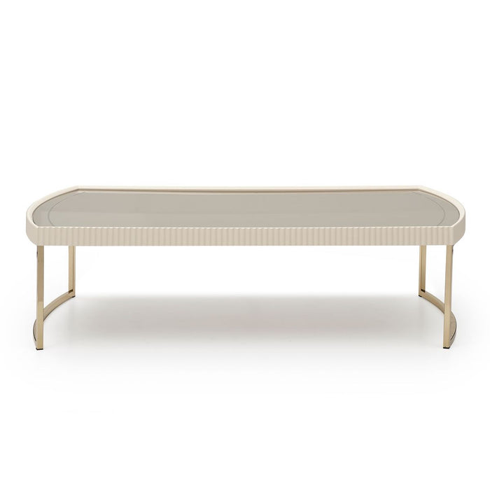AICO Lisbon Cocktail Table in Silken Matte Cream - Visions in Furniture (La Mirada, CA)