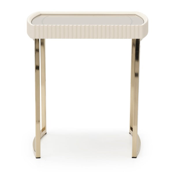 AICO Furniture Lisbon Side Table in Silken Matte Cream - Visions in Furniture (La Mirada, CA)