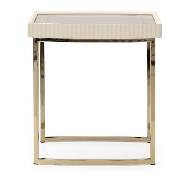 AICO Furniture Lisbon Side Table in Silken Matte Cream - Visions in Furniture (La Mirada, CA)
