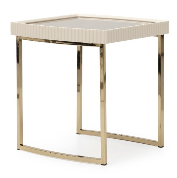 AICO Furniture Lisbon Side Table in Silken Matte Cream - Visions in Furniture (La Mirada, CA)