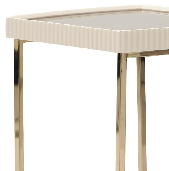 AICO Furniture Lisbon Side Table in Silken Matte Cream - Visions in Furniture (La Mirada, CA)
