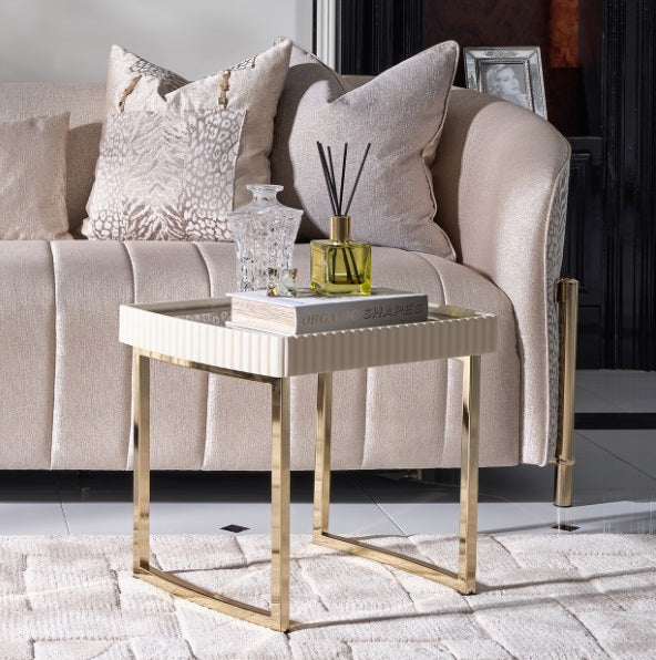 AICO Furniture Lisbon Side Table in Silken Matte Cream - Visions in Furniture (La Mirada, CA)