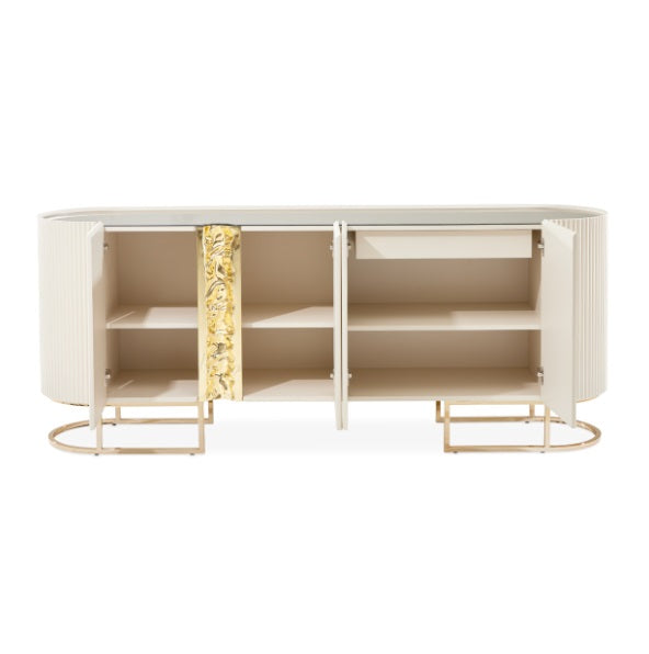 AICO Furniture Lisbon Console Table in Silken Matte Cream - Visions in Furniture (La Mirada, CA)