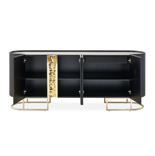 AICO Furniture Lisbon Console Table in Silken Matte Black - Visions in Furniture (La Mirada, CA)
